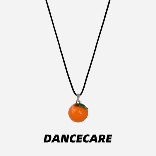 DANCECARE Orange Pendant Necklace – Fun Fruit Unisex Adjustable 70cm