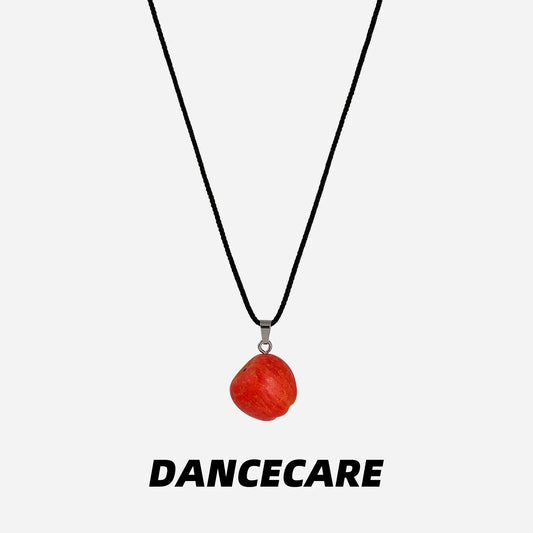 DANCECARE Apple Pendant Necklace – Red/Green Apple, Unisex Adjustable 70cm