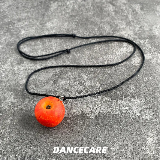 DANCECARE Apple Pendant Necklace – Red/Green Apple, Unisex Adjustable 70cm