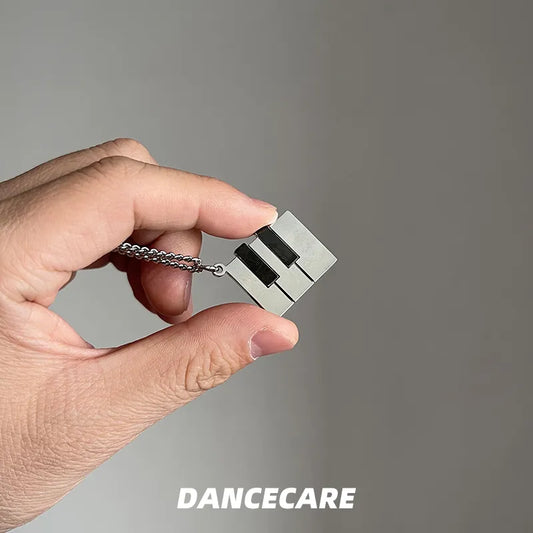DANCECARE Piano Key Necklace – Black & White Music Pendant, Unisex Adjustable 60+5cm