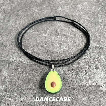 DANCECARE Avocado Pendant Necklace – Handmade Fruit Choker, Unisex Adjustable 70cm