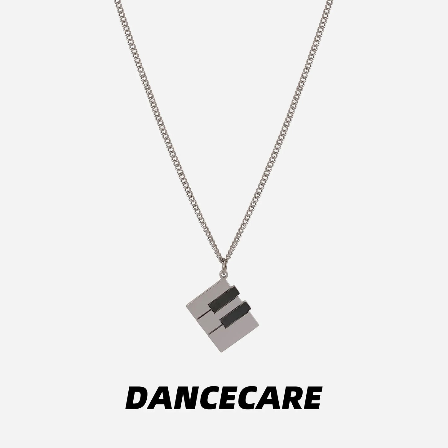 DANCECARE Piano Key Necklace – Black & White Music Pendant, Unisex Adjustable 60+5cm