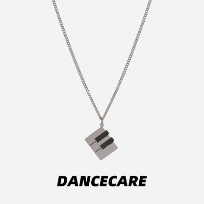 DANCECARE Piano Key Necklace – Black & White Music Pendant, Unisex Adjustable 60+5cm