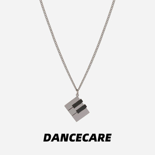 DANCECARE Piano Key Necklace – Black & White Music Pendant, Unisex Adjustable 60+5cm