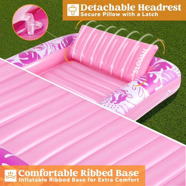 Sloosh-L/XL Inflatable Tanning Pool Lounge Float With Cup Holder