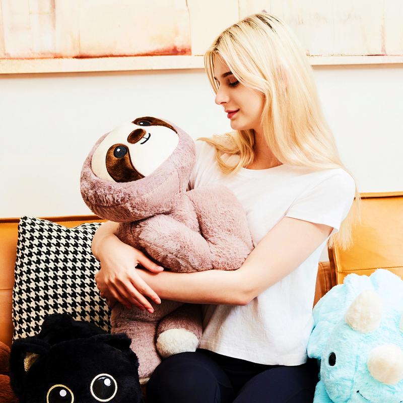 uoozii 16-24" | 3-5 Pounds Cat Dog Dinosaur Sloth Elephant Axolotl Bear Weighted Stuffed Animals with Unscented Microwavable Heating Pad, Cute Coolable Heatable Weighted Puppy Kitty Dino Plush Warm Gift for Stress & Period Pain Relief