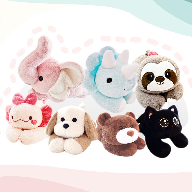 uoozii 16-24" | 3-5 Pounds Cat Dog Dinosaur Sloth Elephant Axolotl Bear Weighted Stuffed Animals with Unscented Microwavable Heating Pad, Cute Coolable Heatable Weighted Puppy Kitty Dino Plush Warm Gift for Stress & Period Pain Relief