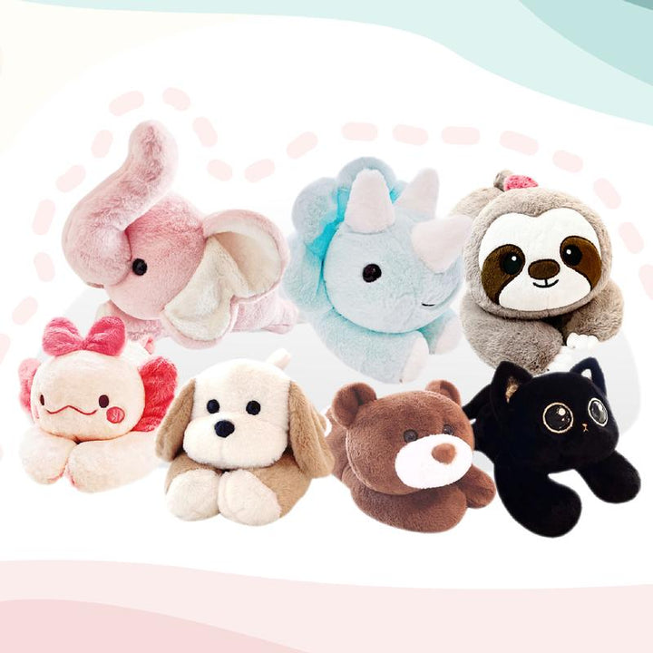 uoozii 16-24" | 3-5 Pounds Cat Dog Dinosaur Sloth Elephant Axolotl Bear Weighted Stuffed Animals with Unscented Microwavable Heating Pad, Cute Coolable Heatable Weighted Puppy Kitty Dino Plush Warm Gift for Stress & Period Pain Relief