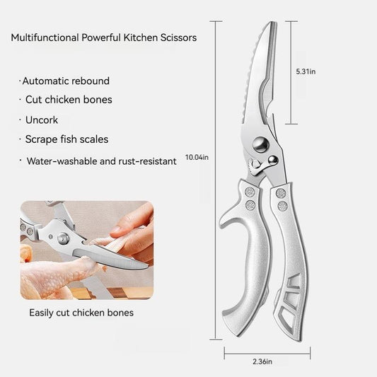 Kitchen Shears with Slip Handle & Safety Lock，Professional Heavy Duty Kitchen Scissors，Meat Cutting, Turkey, Fish, Vegetables, Dishwasher Safe