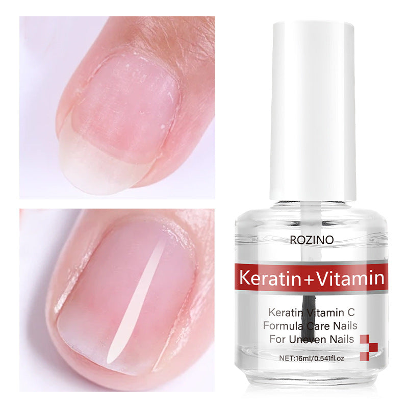 Keratin & Vitamin Nail Care Polish – Peel-Off Nail Strengthener, Quick-Dry, Long-Lasting, Natural Glossy Finish, Whitening Effect