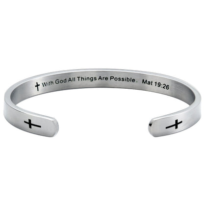 "Anything Is Possible" Engraved Retro Bracelet – Stainless Steel Cuff