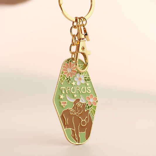 Twelve constellations metal enamel keychain