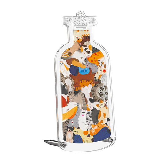 Cute Pet in a Bottle 3D Acrylic Puzzle – Transparent Cat & Piggy DIY Toy