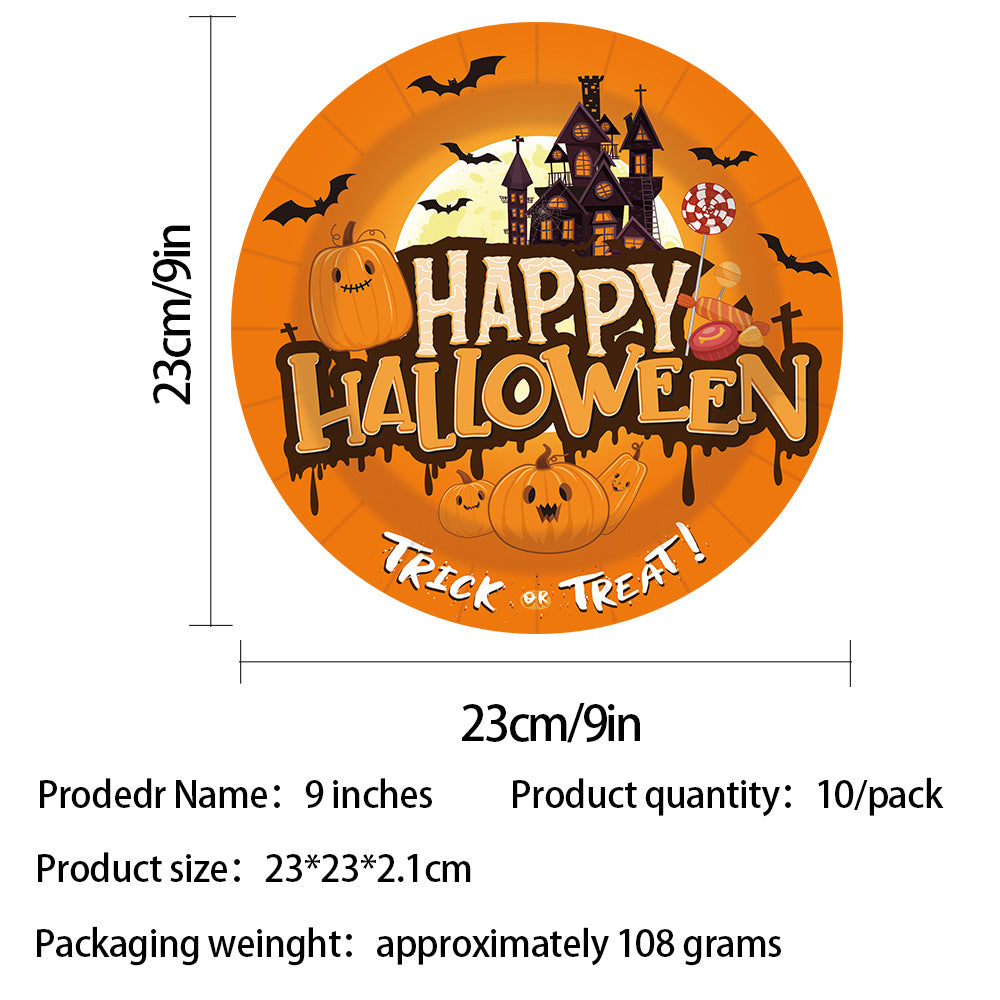 Halloween Castle Party Tableware Set – Plates, Cups, Tablecloth & Banner 🎃🏰