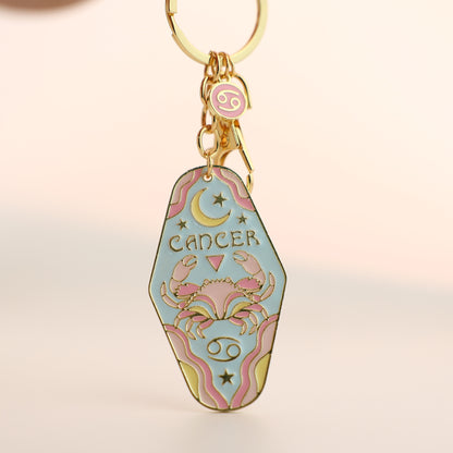 Twelve constellations metal enamel keychain