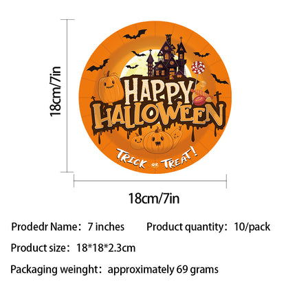 Halloween Castle Party Tableware Set – Plates, Cups, Tablecloth & Banner 🎃🏰
