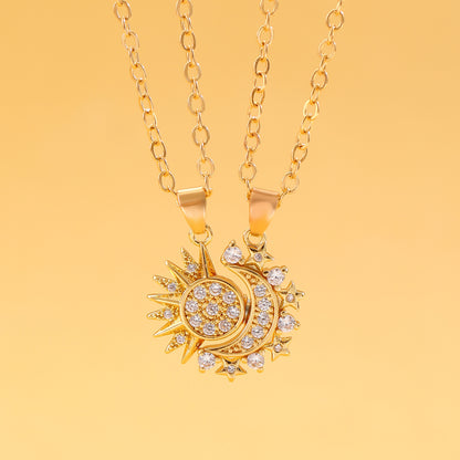 Magnetic Sun & Moon Couple Necklace – Stylish, Versatile, and Elegant