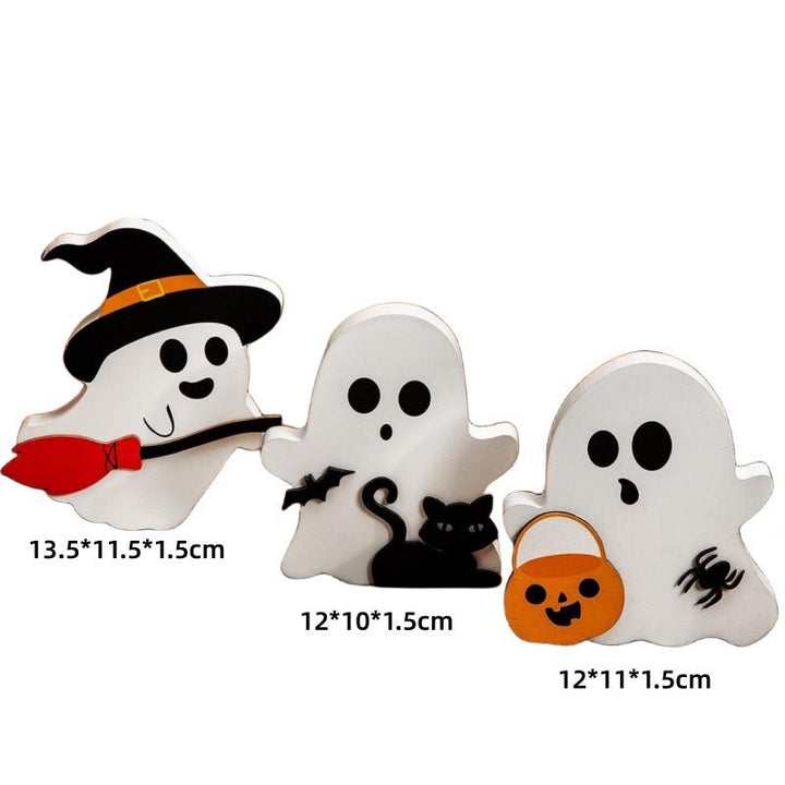 Halloween Wooden Ghost Decor – Cute Holiday Tabletop Decoration Ornament