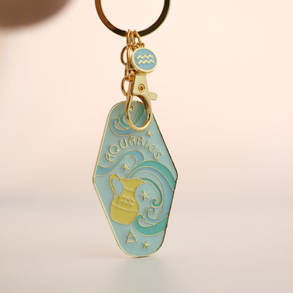 Twelve constellations metal enamel keychain