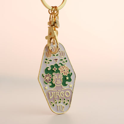 Twelve constellations metal enamel keychain