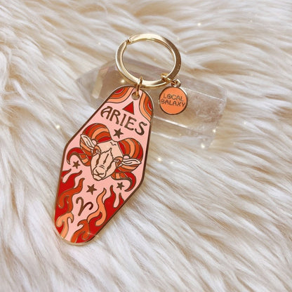 Twelve constellations metal enamel keychain