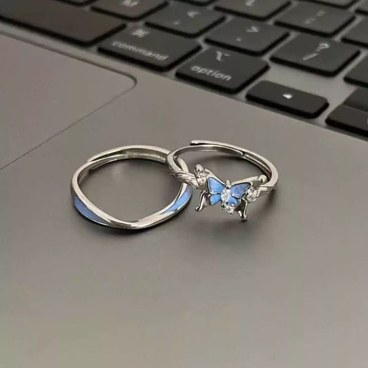 Light & Butterfly – Luminous Couple Rings