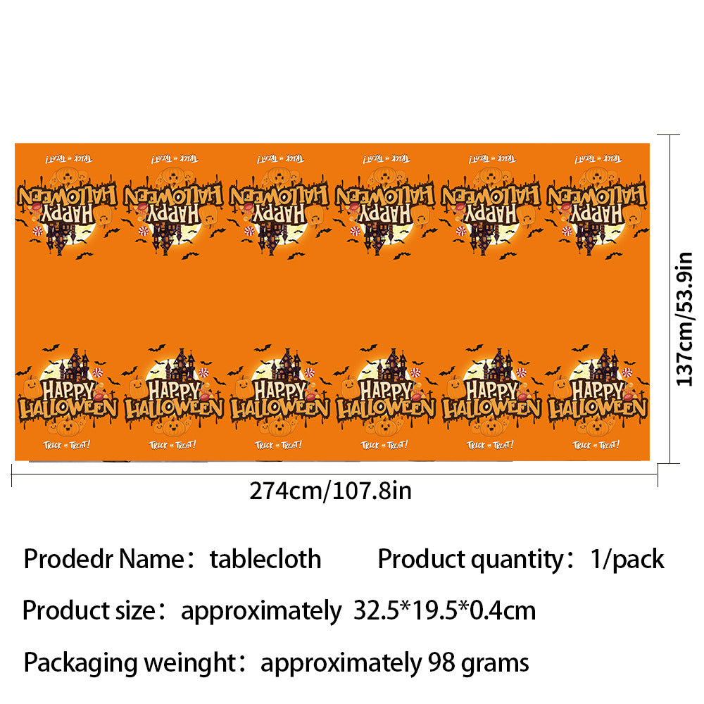 Halloween Castle Party Tableware Set – Plates, Cups, Tablecloth & Banner 🎃🏰