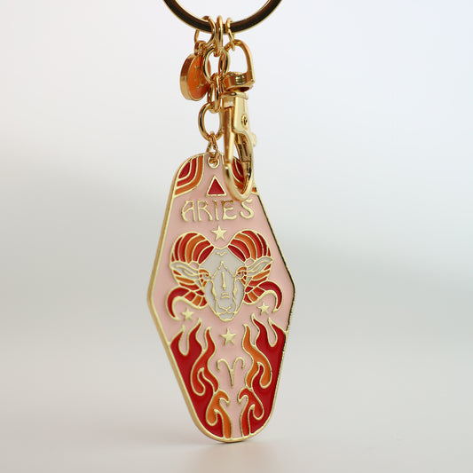 Twelve constellations metal enamel keychain