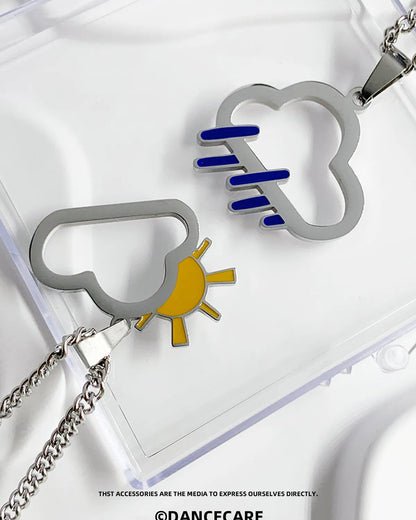 DANCECARE · Weather Series Necklace – Cloud & Sun Pendant, Unisex Couple Jewelry 60cm