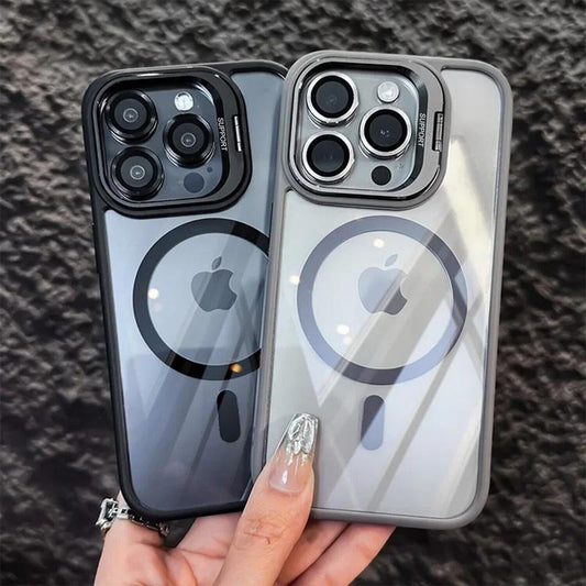 Shockproof Mag Safe Clear Case For iPhone 16 Pro Max 17 Camera Lens Protector Phone Cover Built-in Kickstand