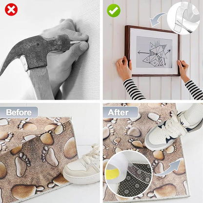 Heavy Duty(9.85FT), Nano Double Sided Adhesive Tape, Clear Mounting Tape Picture Hanging Adhesive Strips. Double Sided Tape Heavy Duty(9.85FT), Nano Double Sided Adhesive Tape, Clear Mounting Tape Picture Hanging Adhesive Strips.
