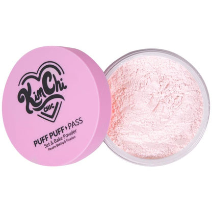 KimChi Chic Puff Puff Pass Set & Bake Powder with Rice Powder & Vitamin-E, Lightweight & Translucent Makeup, Cosmetic Setting Powder