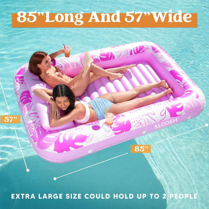 Sloosh-L/XL Inflatable Tanning Pool Lounge Float With Cup Holder