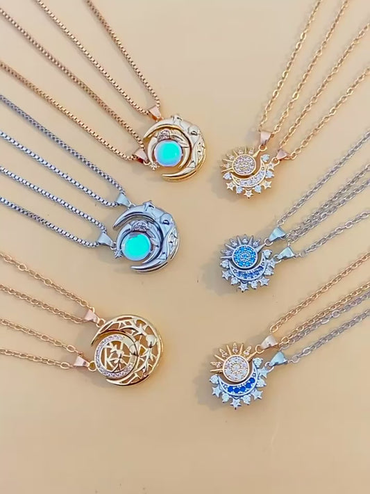 Magnetic Sun & Moon Couple Necklace – Stylish, Versatile, and Elegant